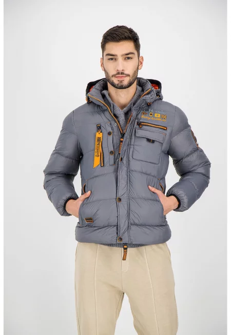 Geo Norway - Капитонирано зимно яке Citernier с лого - Светло сив
