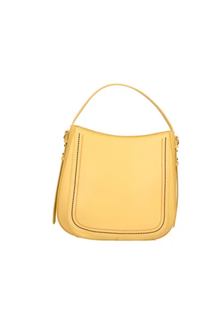 Handbag - Кожена чанта 24509 с отделяща се презрамка - Светло жълто