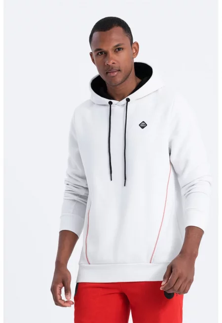 Худи с джобове с цип - Бял