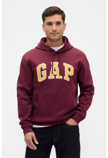 Худи с лого и джоб кенгуру - Бордо