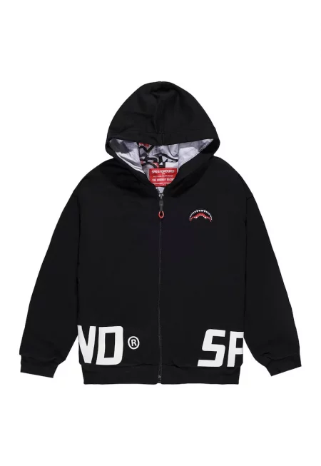 Худи с цип и лого - Бял/Черен