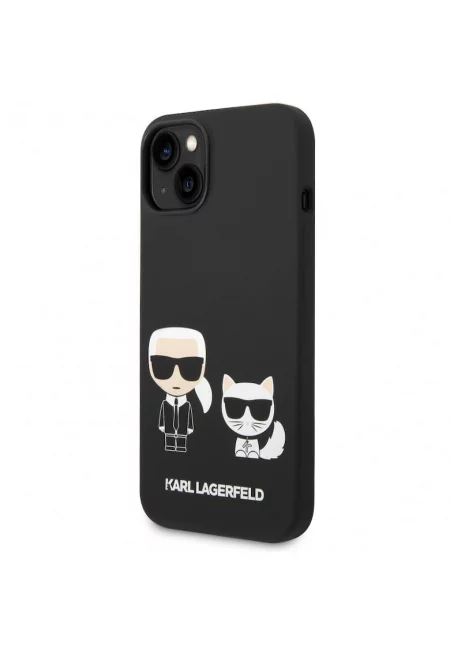 Калъф  and Choupette liquid silicone - За iPhone 14 - Черен