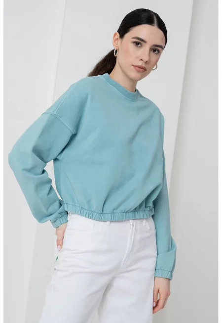 Къс суитшърт - Аквамарин синьо