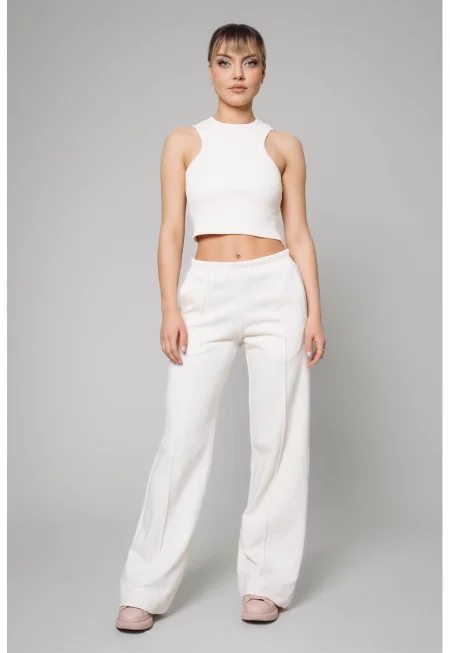 Къс топ и спортен панталон - Бял