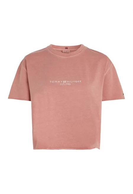 Къса тениска с бродирано лого