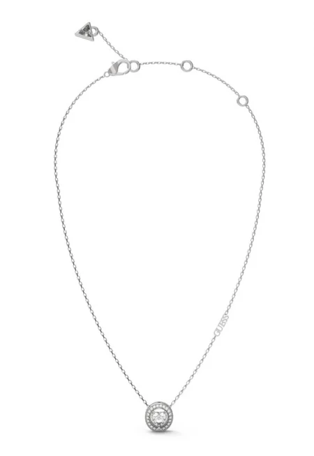 Колие от неръждаема стомана с циркони - Сребрист/Прозрачен