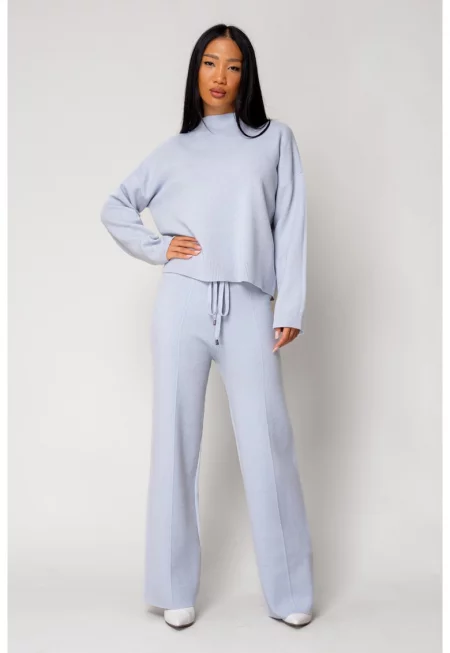 Комплект пуловер и дълъг панталон небесносин 18154 - Светлосин