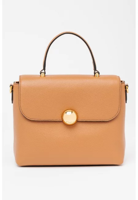 Кожена чанта през рамо Moonlight с фиксирана дръжка - Светлокафяв