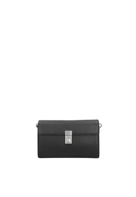 Кожена чанта през рамо Valoria с отделяща се презрамка - Черен