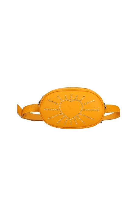 Кожена чанта за кръста с капси - Жълт