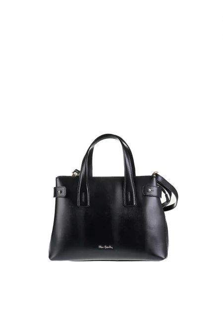 Кожена чанта за рамо Emberly Nova с метално лого - Черен