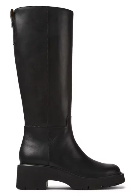 Кожени ботуши Milah 471 с масивен ток - Черен