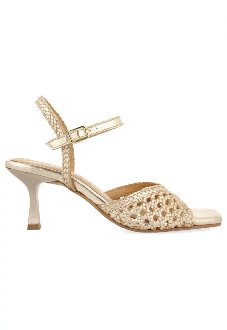 Кожени сандали Durseley с ток - Златист