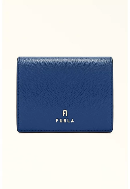 Кожено портмоне Camelia с двойно прегъване - Тъмносин