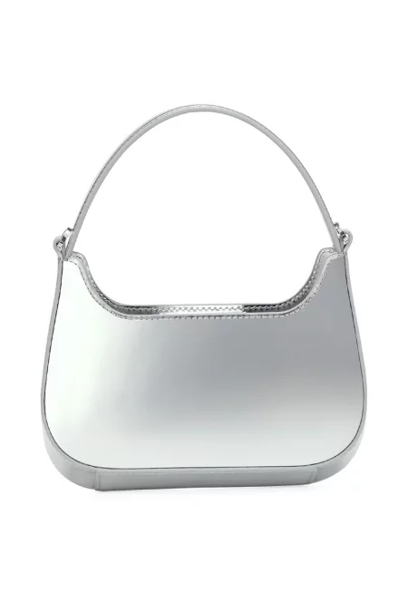 Малка кожена чанта - Сребрист