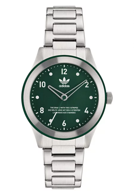 Мъжки часовник  CODE THREE - неръждаема стомана - сребрист - зелен циферблат