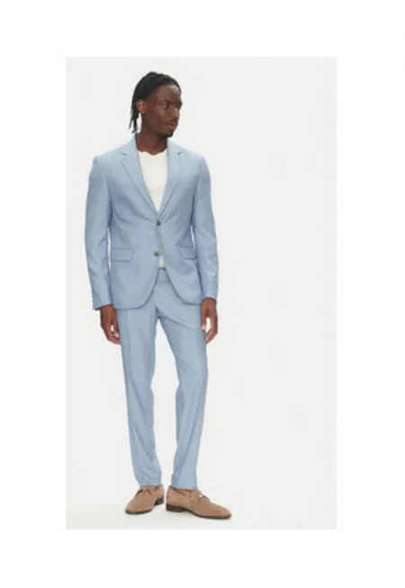 Мъжки костюм -  Светлосин - 92% полиестер - 7% вискоза