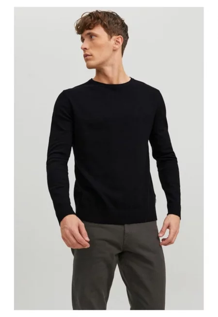 Мъжки пуловер -  32818 - памук - черен
