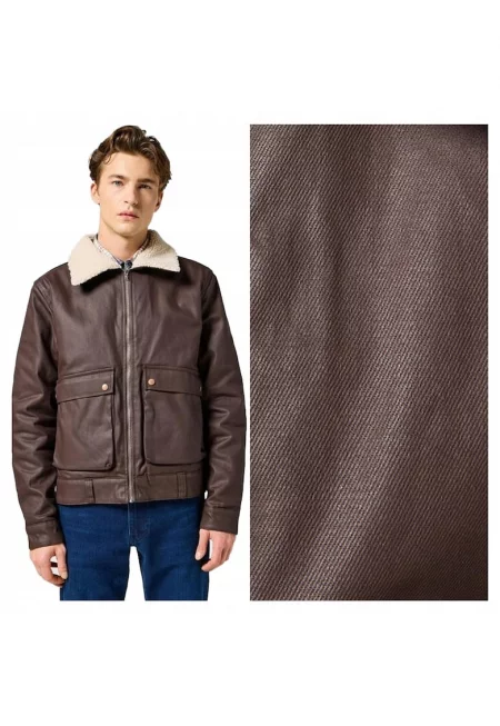 Мъжко яке -  Aviator - Regular Fit - Класически дизайн - Дълги ръкави - 2 джоба - С цип - Памук - S INTL - Кафяв