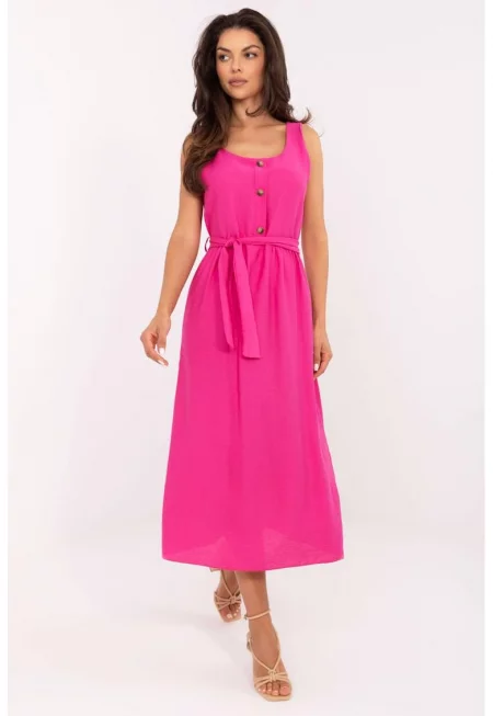 Миди рокля с декоративни копчета - Един размер