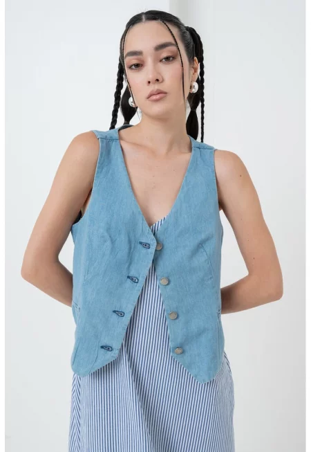 Памучен елек с копчета