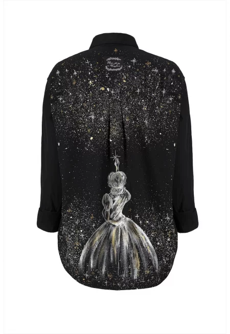 Памучна риза с принт на гърба