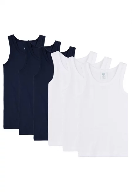 Памучни топове - 6 броя - Бял/Син