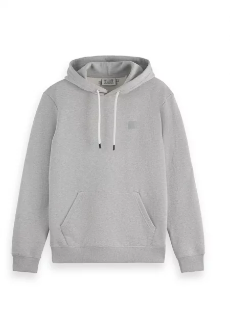 Памучно худи с джоб кенгуру - Сив