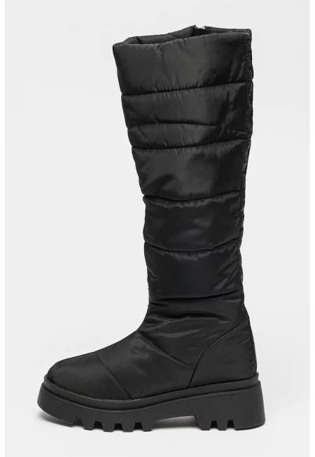 Подплатени ботуши над коляното - Черен