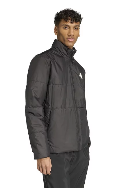 Подплатено зимно яке с висока яка - Бял/Tъмносив