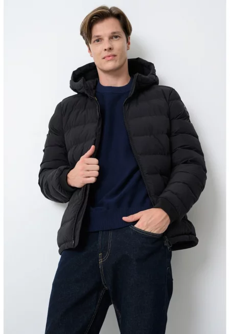 Подплатено зимно яке Spherica с качулка - Черен