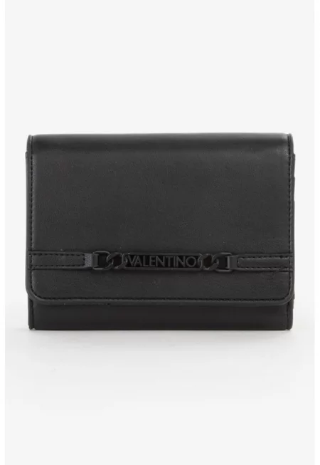 Портфейл от еко кожа с тройно прегъване - Черен