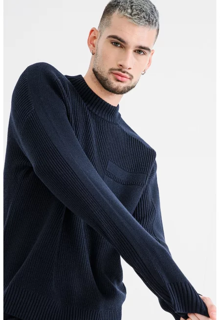 Пуловер Andern с вълна - Тъмносин
