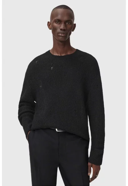 Пуловер Edgin с мохер и вълна - Избеляло черно