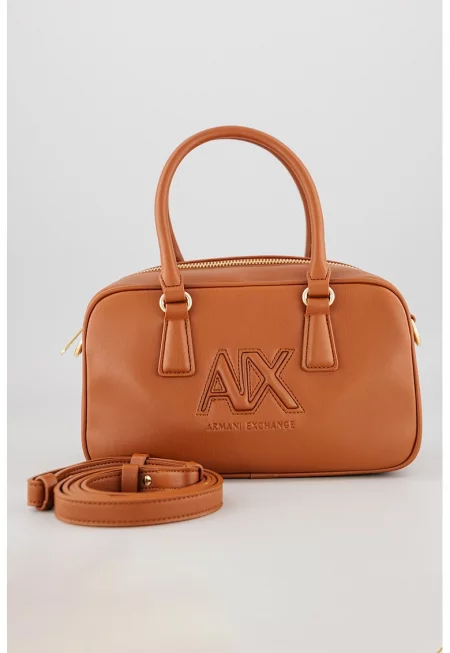 Ръчна чанта с бродирано лого - Коняк кафяв