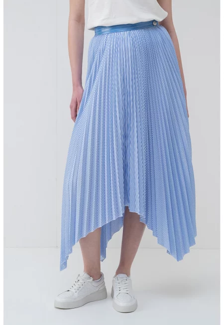 Раирана плисирана пола - Небесносин