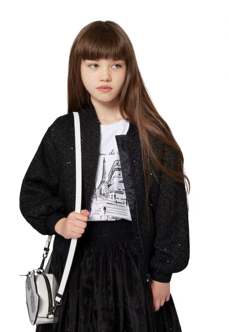 Разкроена пола от тюл - Черен