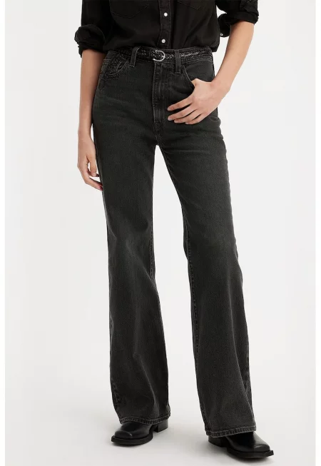 Разкроени дънки Ribcage с висока талия - Избеляло черно