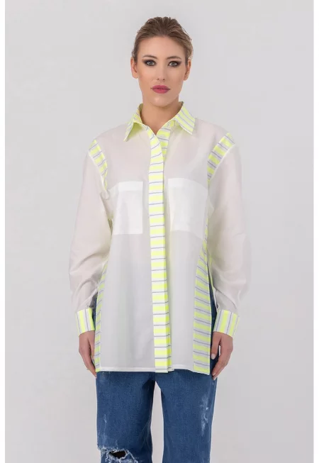 Риза Imela с райе - Жълт/Мръснобял