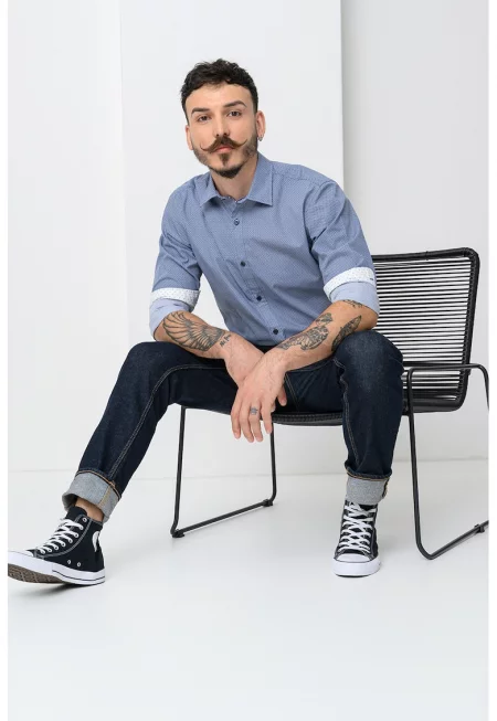 Риза Matheo с принт и дълги ръкави