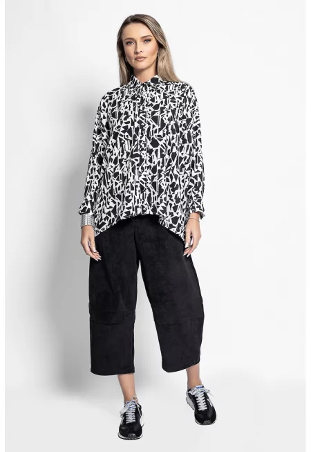 Риза с фигурална шарка - Бял/Черен