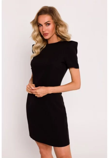 Rochie mini cu maneci decorative - Черен