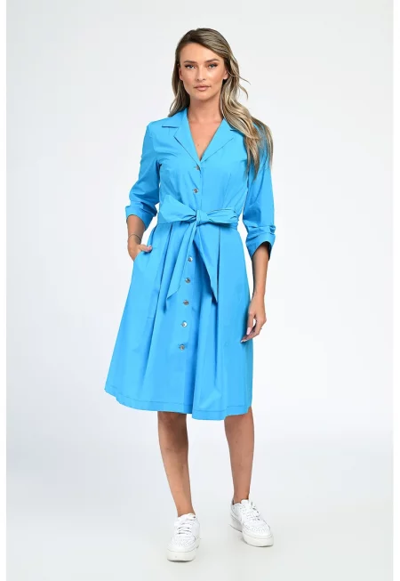 Рокля Camely с колан - Ледено синьо