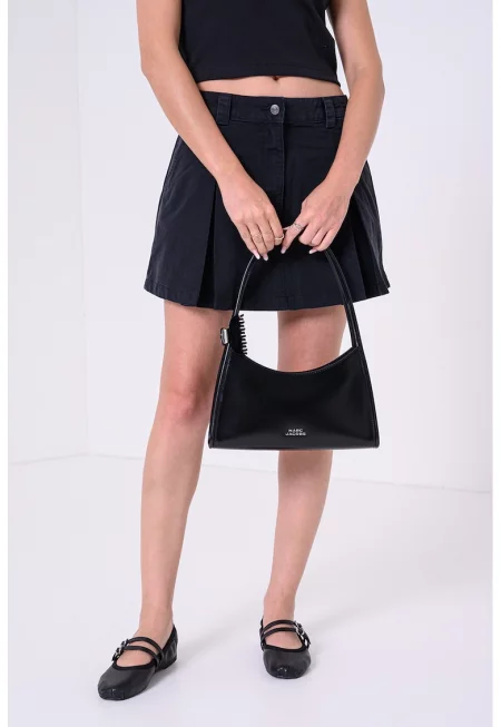 Рокля-риза от органичен памук с плисе - Черен