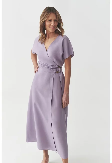 Рокля с лиосел с къси ръкави - Лилав
