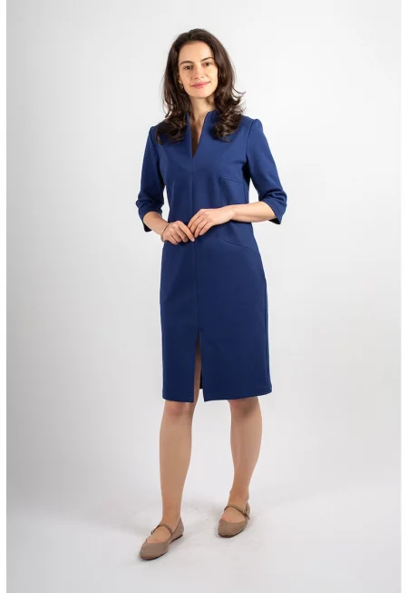 Рокля с миди ръкави и странични джобове