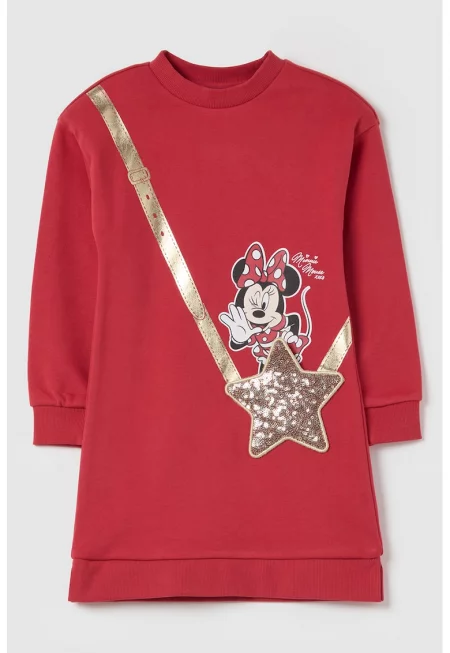 Рокля-суитшърт с принт Mickey Mouse и пайети