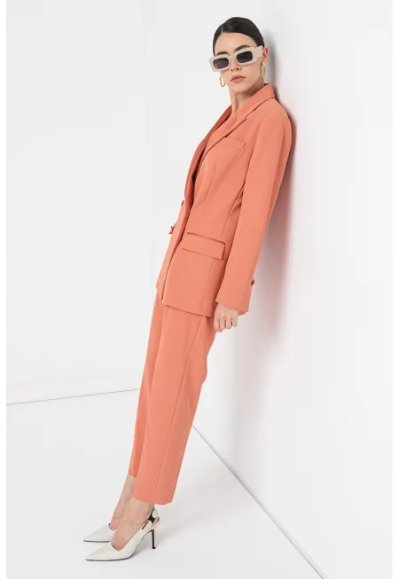 Сако с двуредно закопчаване с джобове с капаче - Прашно розово