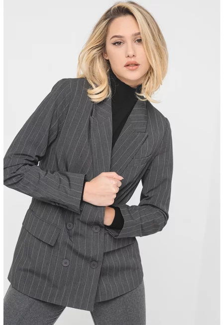Сако с двуредово закопчаване с копчета - Tъмносив
