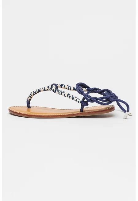 Сандали Claire с разделителна каишка - Индигово синьо/Мръснобял